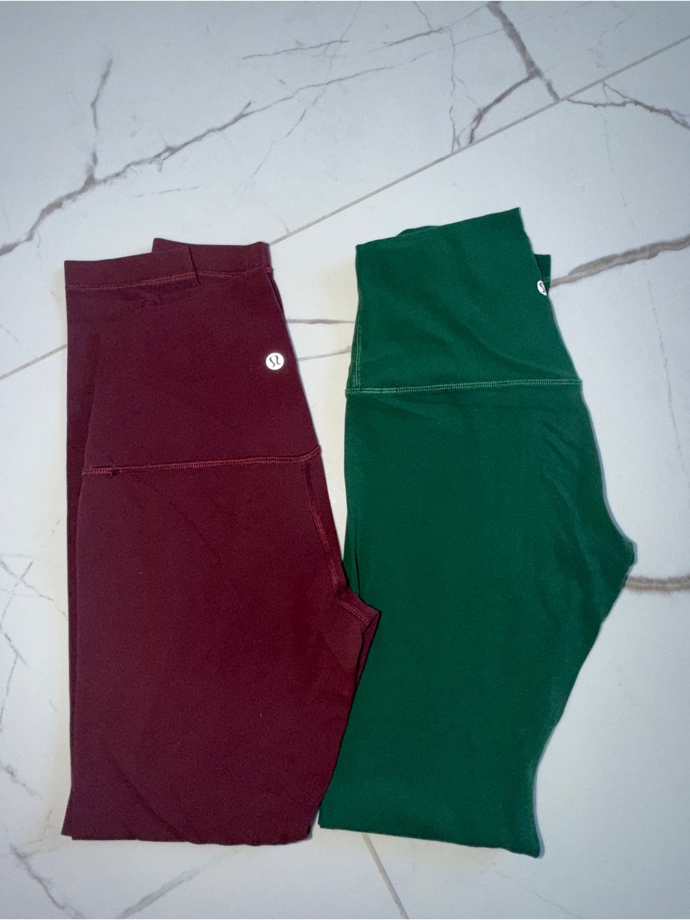Lululemon Leggings - Burgundy and Green